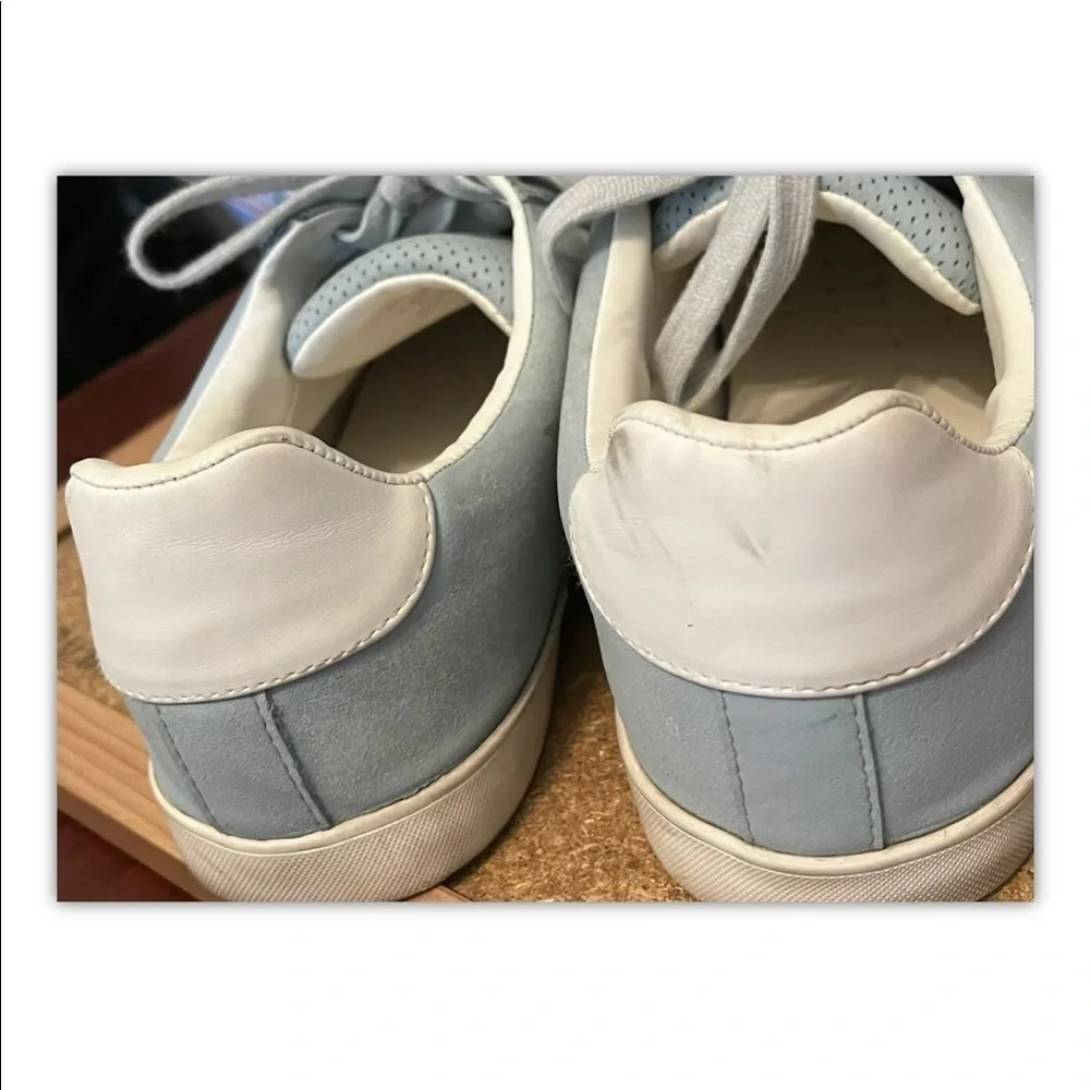 ZARA Mens 41 US 8 Blue Suede White Trim Casual Retro Sneakers Athletic Shoes